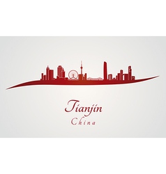 Tianjin Skyline In Red