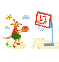 Cute Kangaroo Playing Basketball Sports