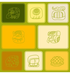 Seamless Pattern With Glyphs Of The Mayan Writing