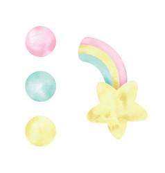 Star Rainbow Balls Watercolor Hand Drawn