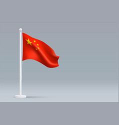 3d Realistic National China Flag Isolated On Gray