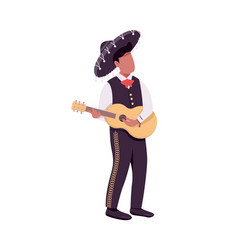 Mexican Guitarist Flat Color Faceless Character