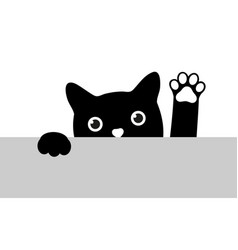 Black Cat With A Paw Raised Up Looking