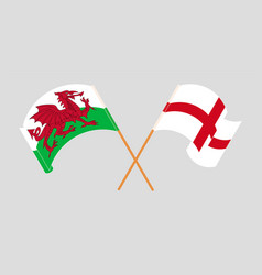 Crossed And Waving Flags Of Wales And England