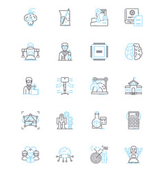 Digital Advancement Linear Icons Set Innovation