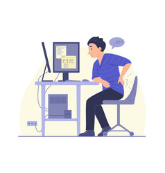 Man Feel Of Back Pain On Waist Area While Working