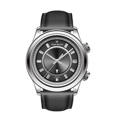 Realistic Watch Clock Silver Black Face Grey