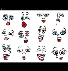 Cartoon Women Characters Faces Or Design Elements