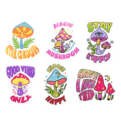 Psychedelic Mushroom Slogans Stay Groovy