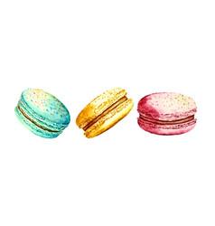 Watercolor Set Macaroons Decorated Isolated