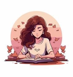 Young Woman Reading A Book In The Park Sketch