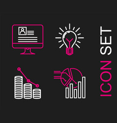Set Line Pie Chart Infographic And Coin Light