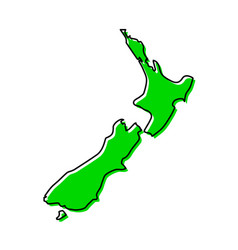 Simple Outline Map Of New Zealand Stylized Line