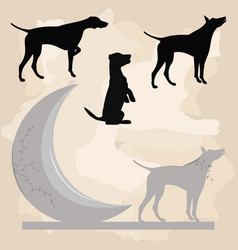 Hound And The Moon Clipart Set