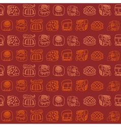 Seamless Pattern With Glyphs Of The Mayan Writing