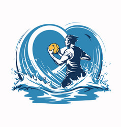 Soccer Player With Ball In The Water On White