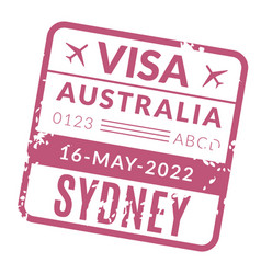 Australia Visa With Grunge Texture Travel Stamp