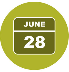 June 28th Date On A Single Day Calendar