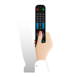 Realistic Female Hand Holds Tv Remote Control