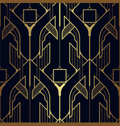 Abstract Art Deco Seamless Blue And Golden Pattern