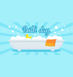 Bath Day Banner Soap Bubbles Yellow Duck And