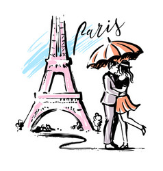 Eiffel France Sign Sketch Paris And Love Couple