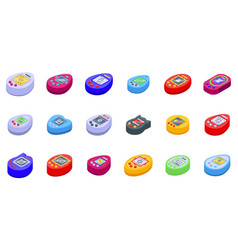 Tamagotchi Icons Set Isometric Screen