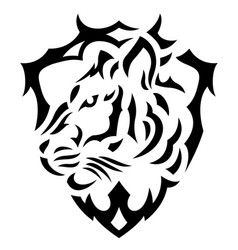 Tribal Art With Isolated Black Tiger Emblem