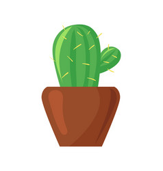 Cartoon Cactus In A Pot Green Thorny Plant