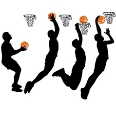 Black Silhouettes Of Men Playing Basketball