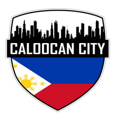 Caloocan City Skyline Silhouette Philippines Flag