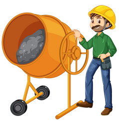 Concrete Mixing Drum With A Worker