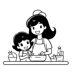 Mother And Daughter Cooking In The Kitchen