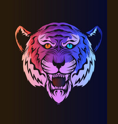 Tiger Head With Neon Color