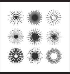 Black Abstract Round Sunburst Decorative Icons Set