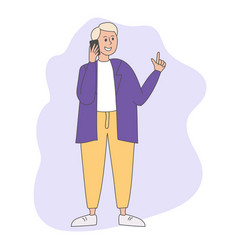 Cartoon Hand Drawn Male Talking On The Phone