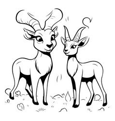 Black And White Cartoon Of Antelope Family Animal