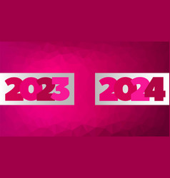 2023 2024 New Year Icon With Pink Low Poly