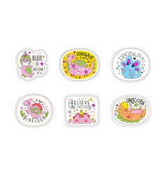 Cute Dinosaur And Unicorn Patches And Stickers