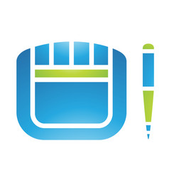 Green And Blue Graphic Tablet And Stylus