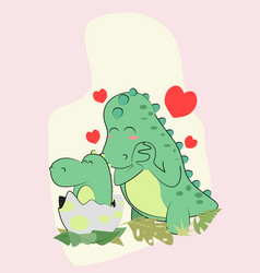 Dinosaur Mom Loves Her Baby