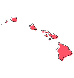 Hawaii Map Shape United States Of America Flat