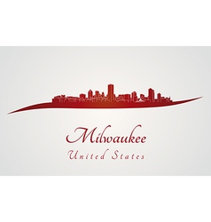 Milwaukee Skyline In Red