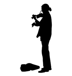 Silhouette Street Violinist On White Background