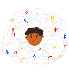 Upset Black Child With Invisible Disease Dyslexia