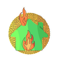 Continuous One Line Drawing Fire Line Icon House