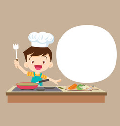 Cute Boy Little Chef Present Cooking