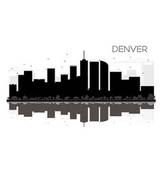 Denver City Skyline Black And White Silhouette