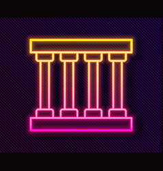 Glowing Neon Line Prison Window Icon Isolated