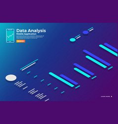 Isometric graph chart analysis Royalty Free Vector Image